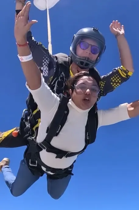 Khushi Mukherjee doing sky diving