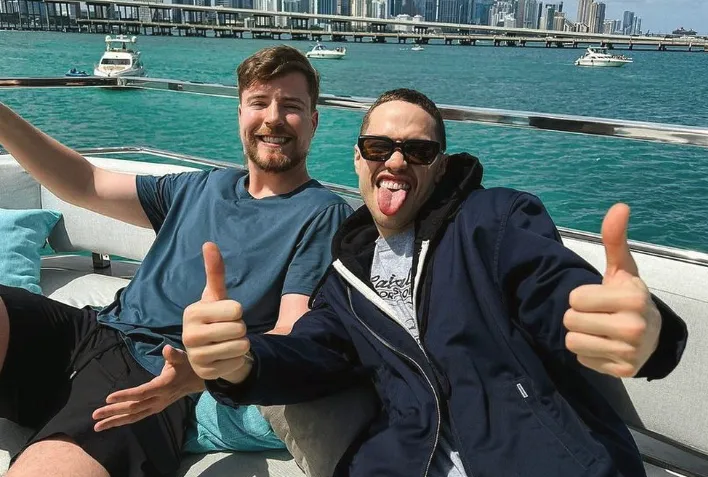 Pete Davidson with youtuber MrBeast