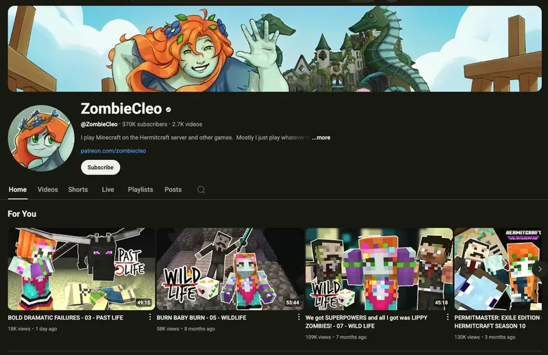 ZombieCleo Youtube channel