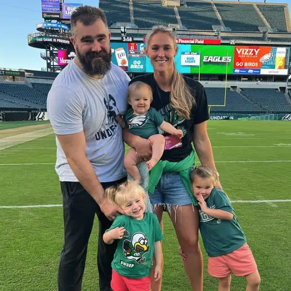 Kylie Kelce with husband Jason Kelce and kids