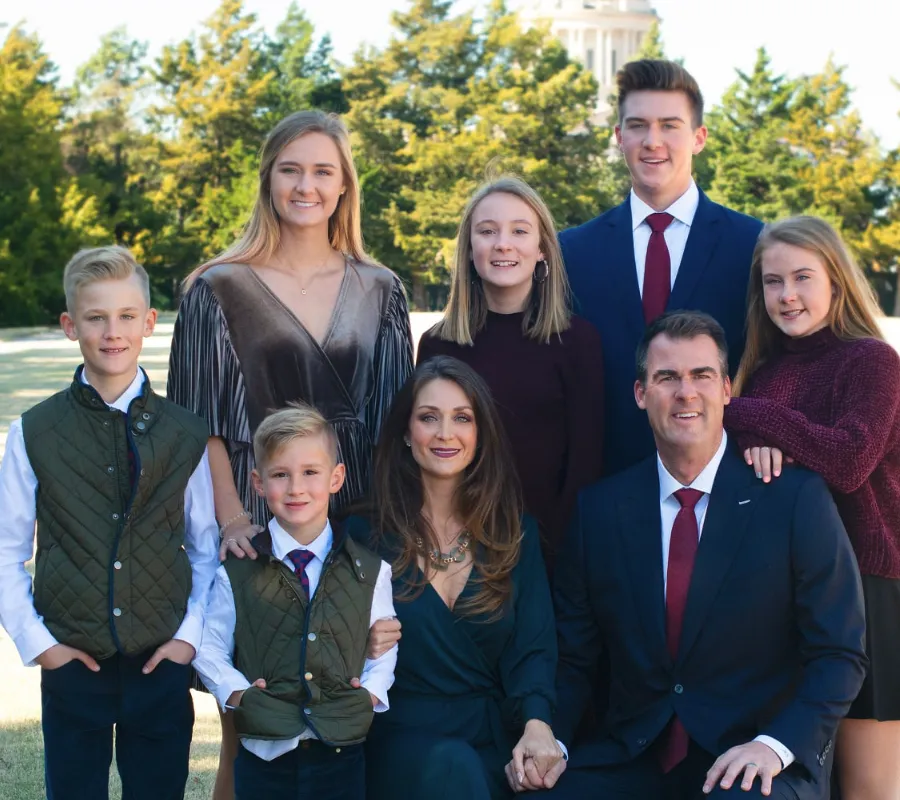 Kevin Stitt and his wife sarah stitt and kids