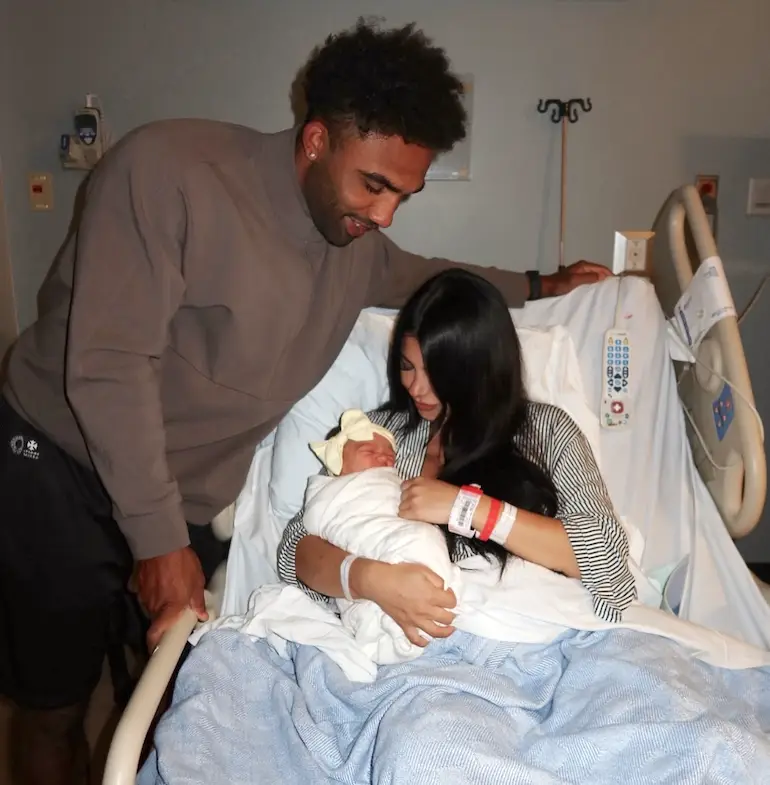 Ozzy Özkan Kirk with new born baby and husband Christian Kirk