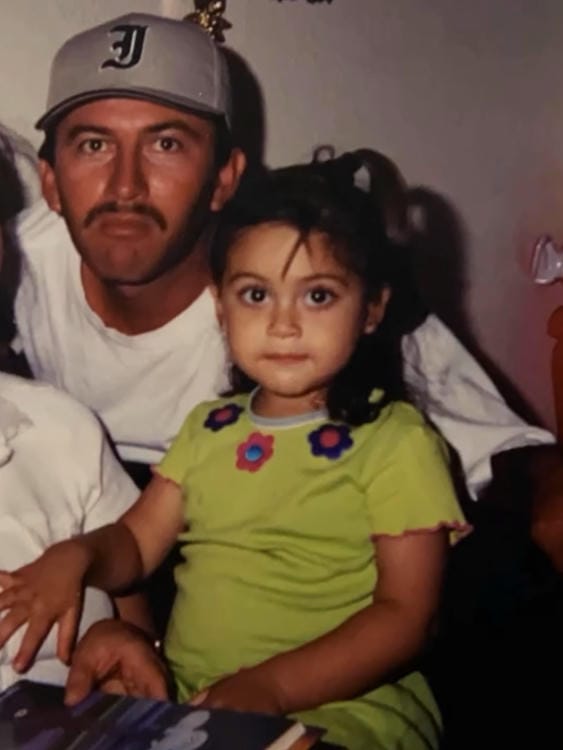 Jailyne Ojeda with her father Childhood Photo