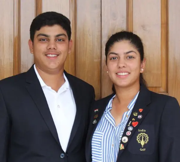 Gaurika Bishnoi with her younger brother Sumit Bishnoi, 2018