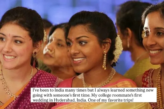 Aishu Challa Leitz (MasterChef) Biography - Age, Family 4 Aishu Challa dressed in traditional South Indian attire with hair jasmine flowers during a wedding in Hyderabad, India.