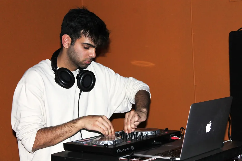 Anish Kumar doing what he does best—making music.