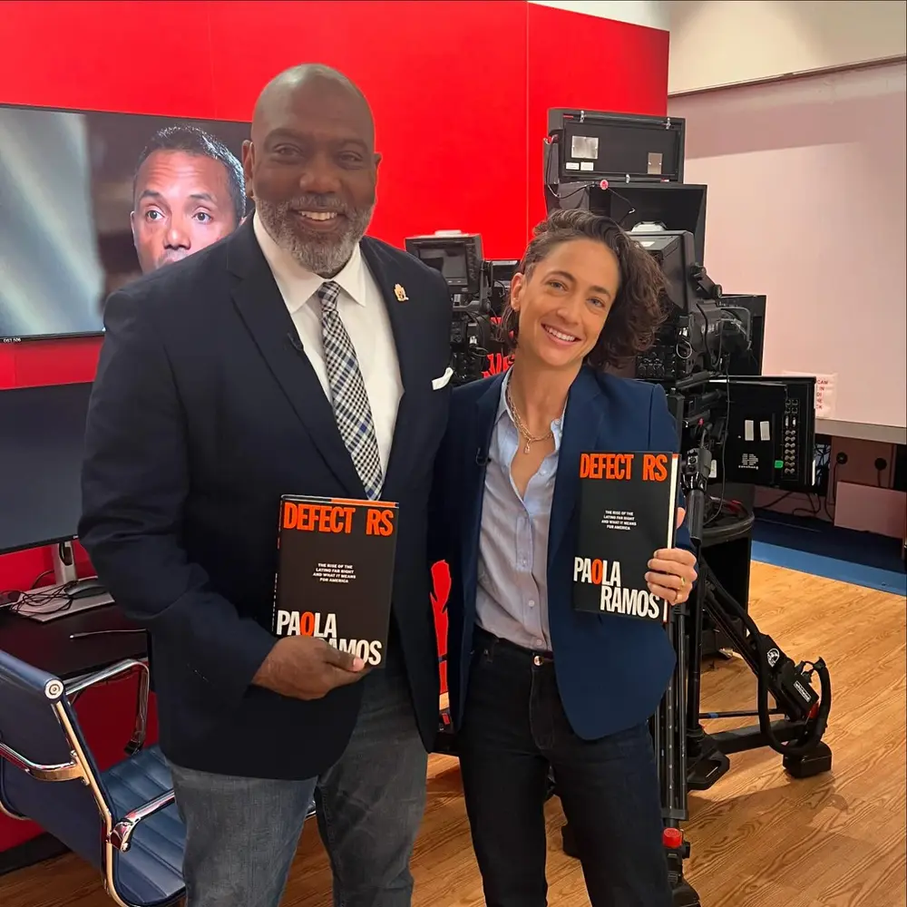 Basil A. Smikle Jr. with Author Paola Ramos on the Set of MSNBC