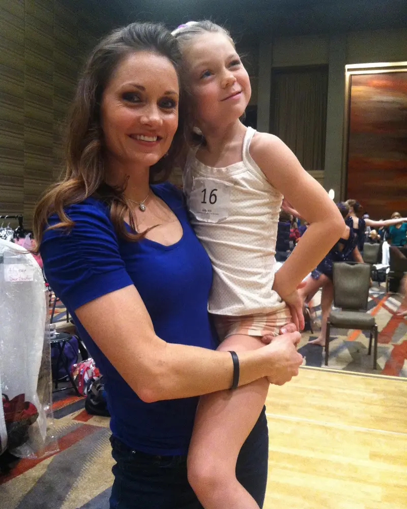 Hailey Bills with her mother Stacy Bills during her early dance competition days
